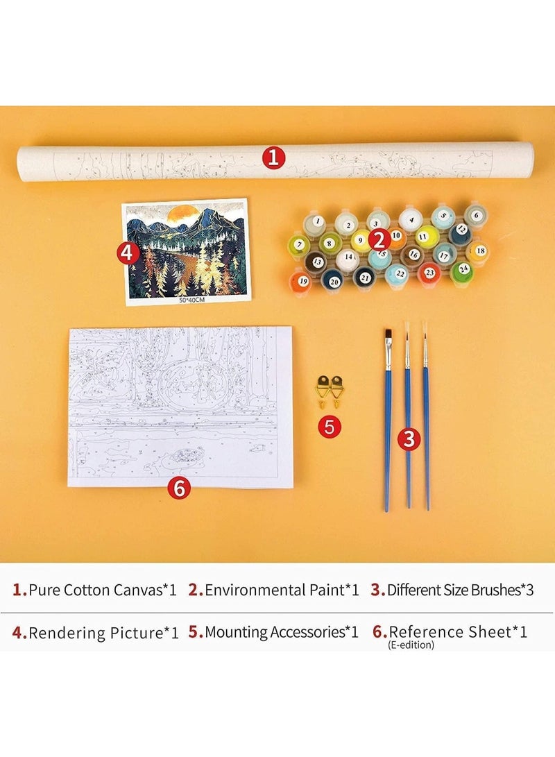 ChicAbode Paint by Number for Adults,Town Scenery Paint by Numbers,Landscape Paint by Number Kits Suitable for Home Wall Decoration 16x20 Inch. - Image 5